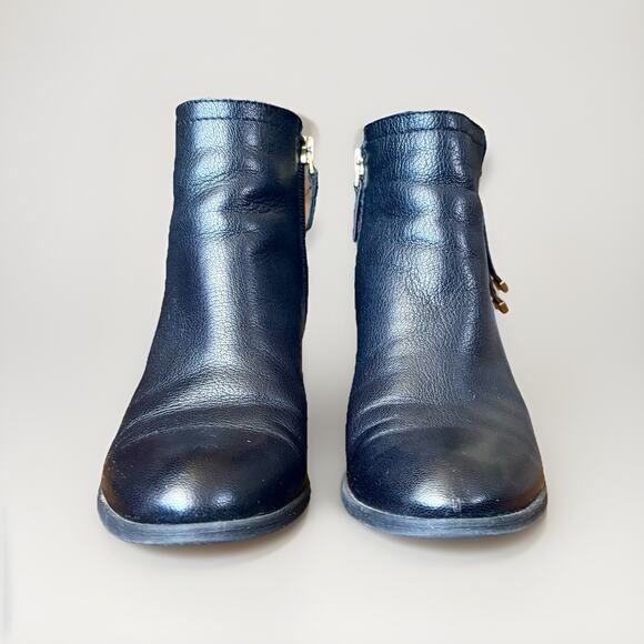 BLK LTR Franco Sarto Ankle Zip Booties Classic Western Moto Grunge Punk Goth 7.5 - Picture 7 of 16